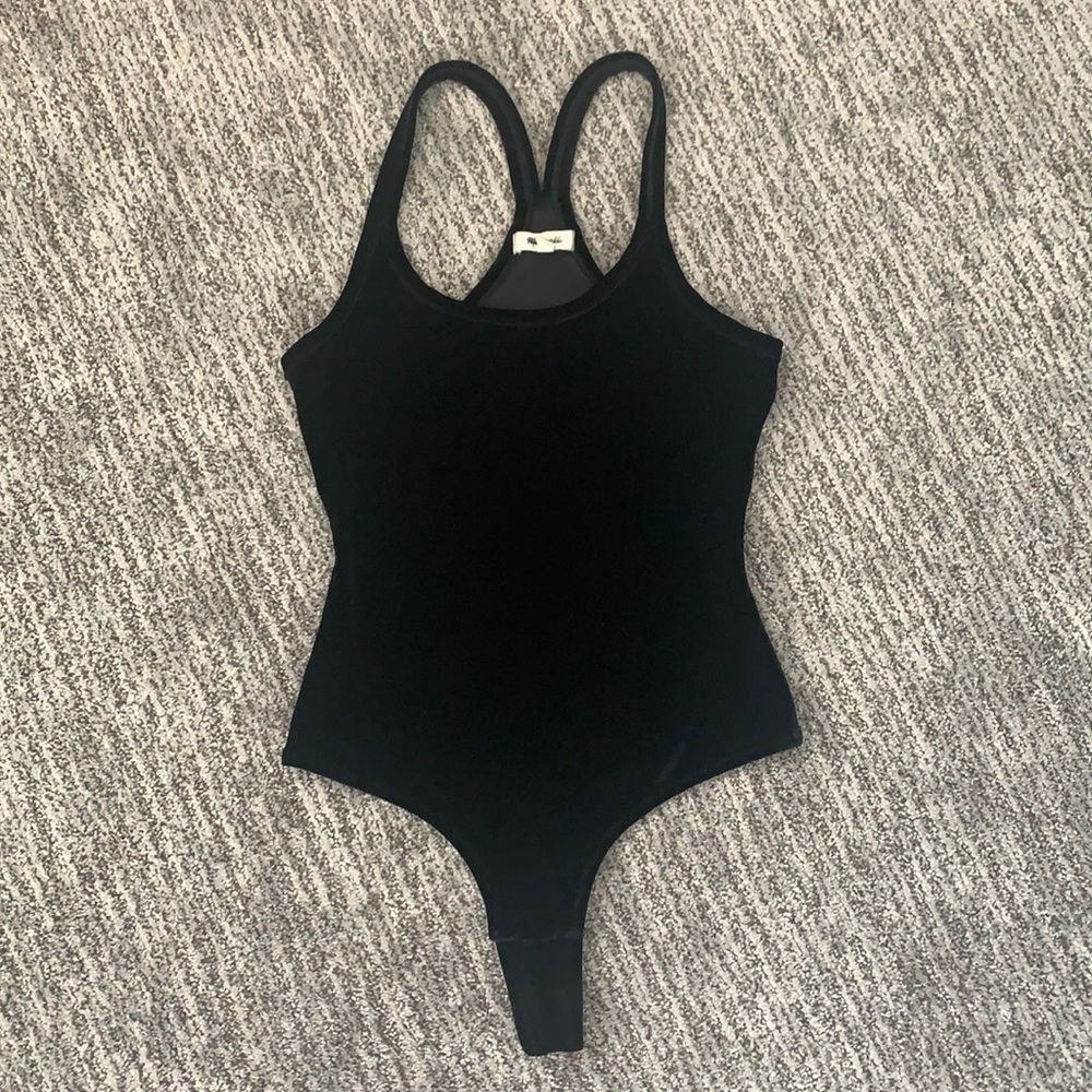 Madewell Black Velvet Bodysuit